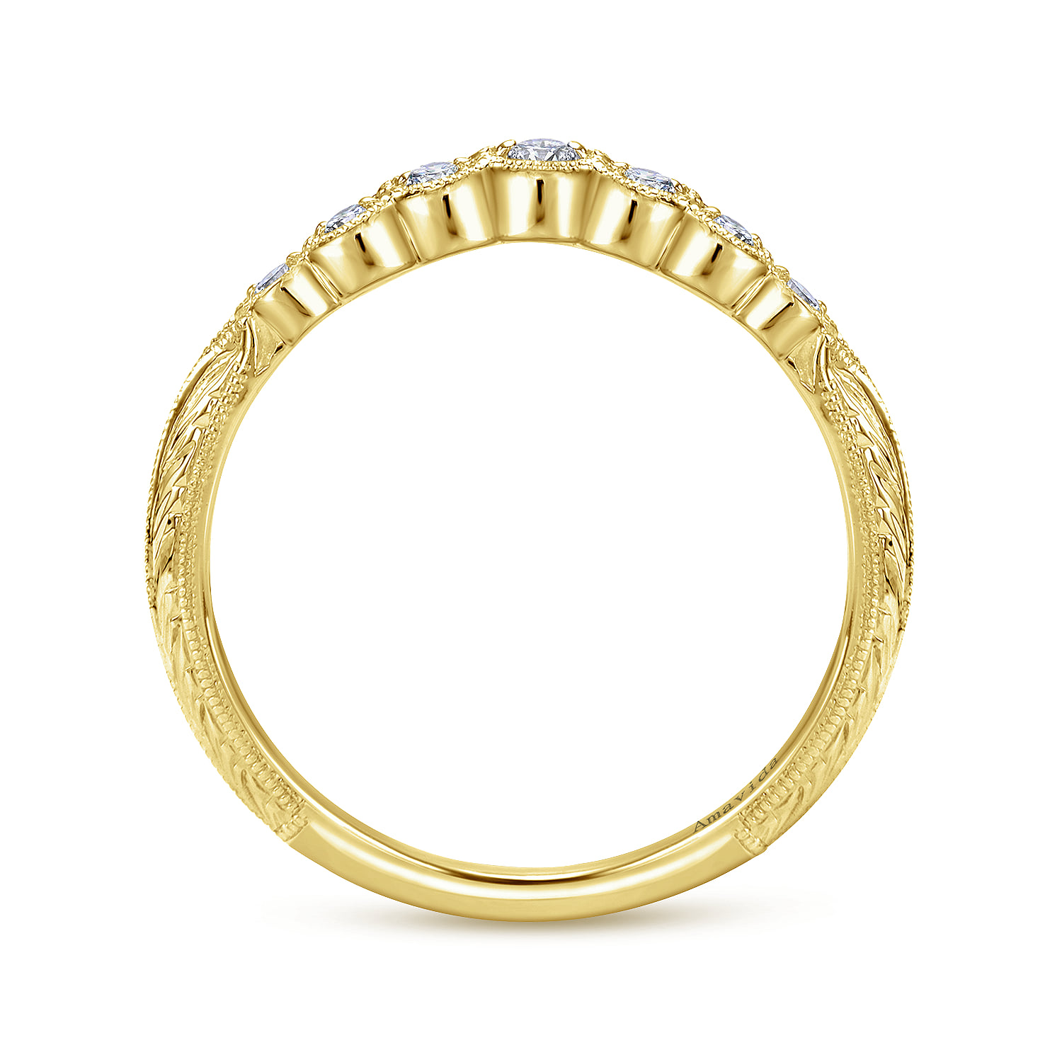 Diamond Matching Wedding Band in 18K Yellow Gold, photograph 2