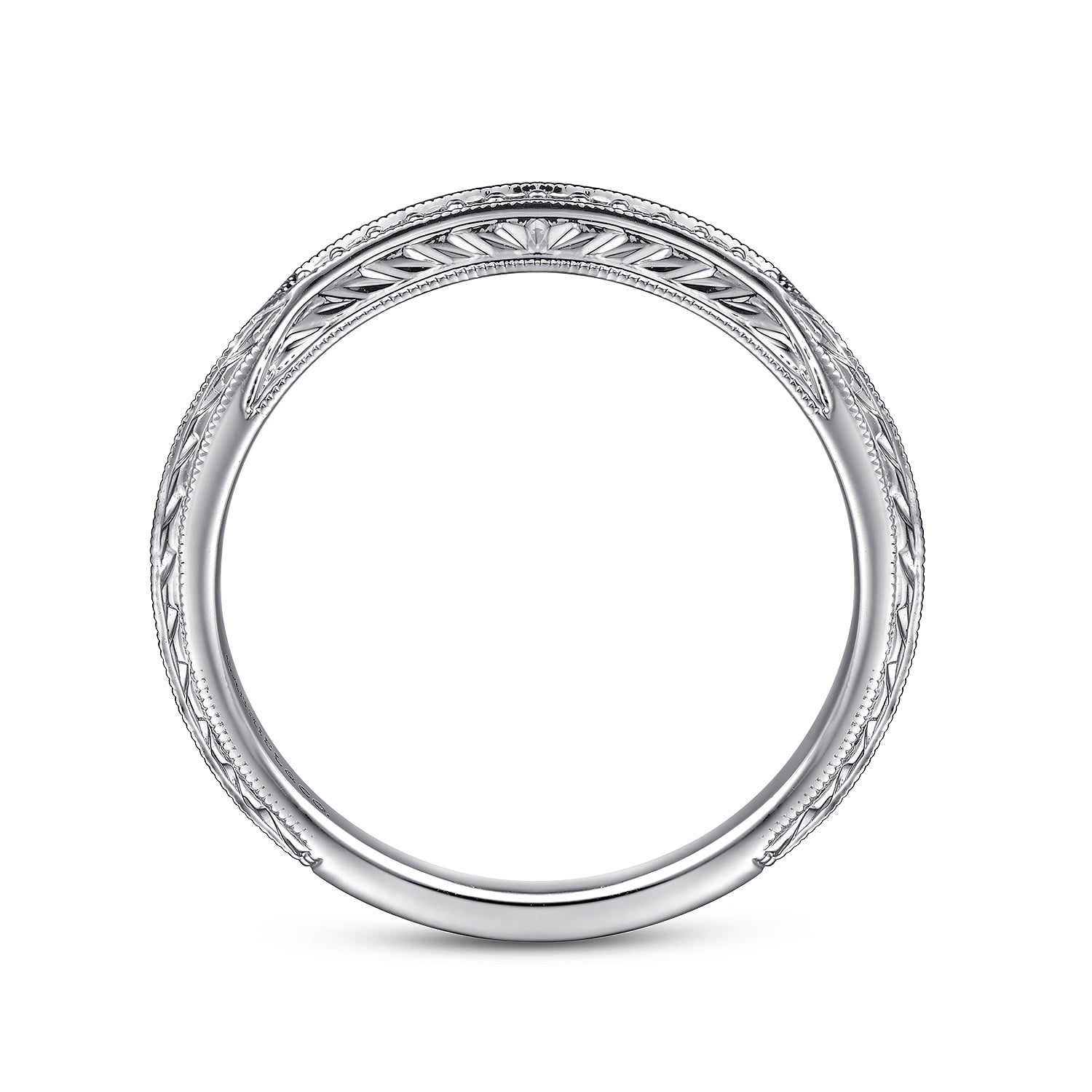 Vintage Diamond Matching Wedding Band in 14K White Gold, photograph 2