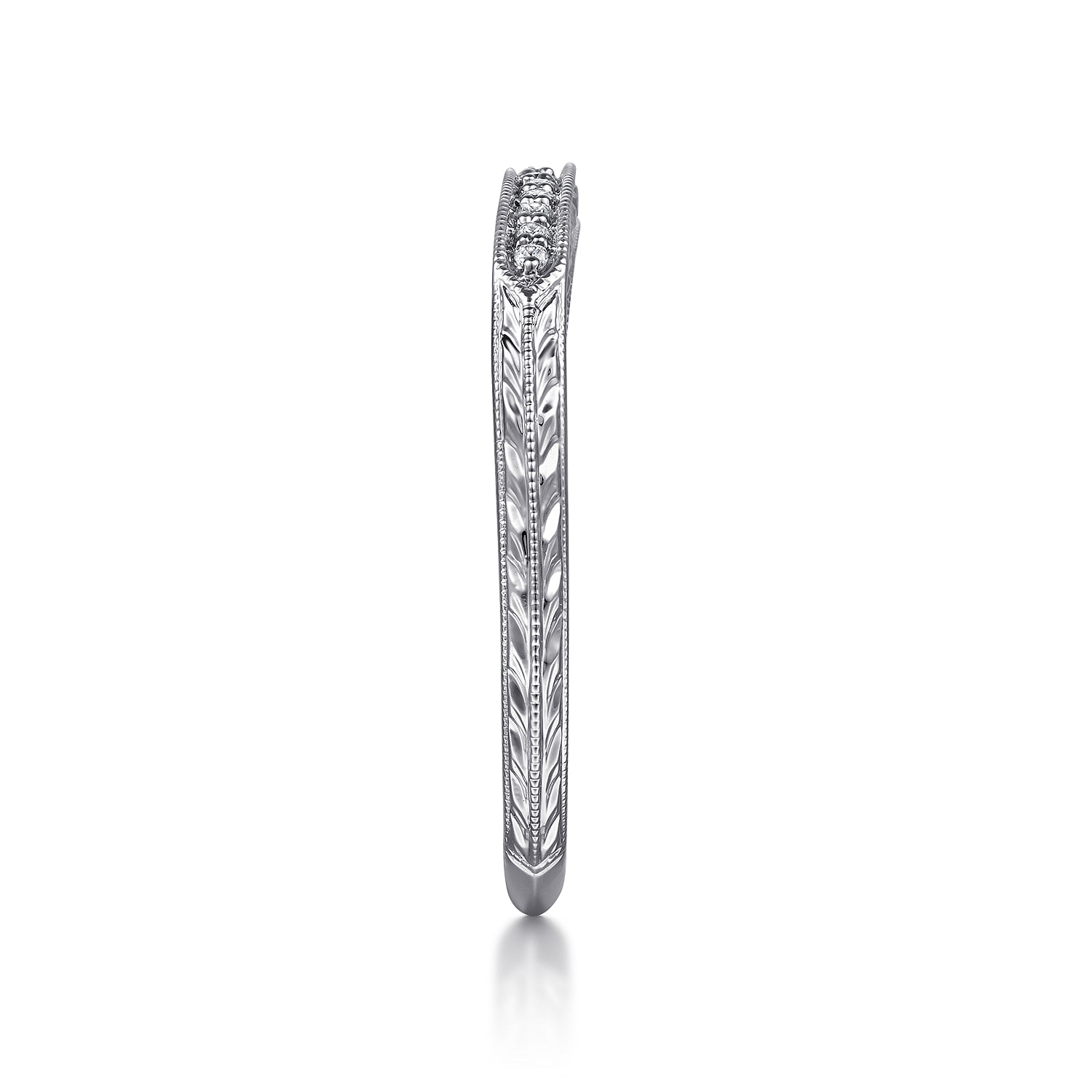 Vintage Diamond Matching Wedding Band in 14K White Gold, photograph 5
