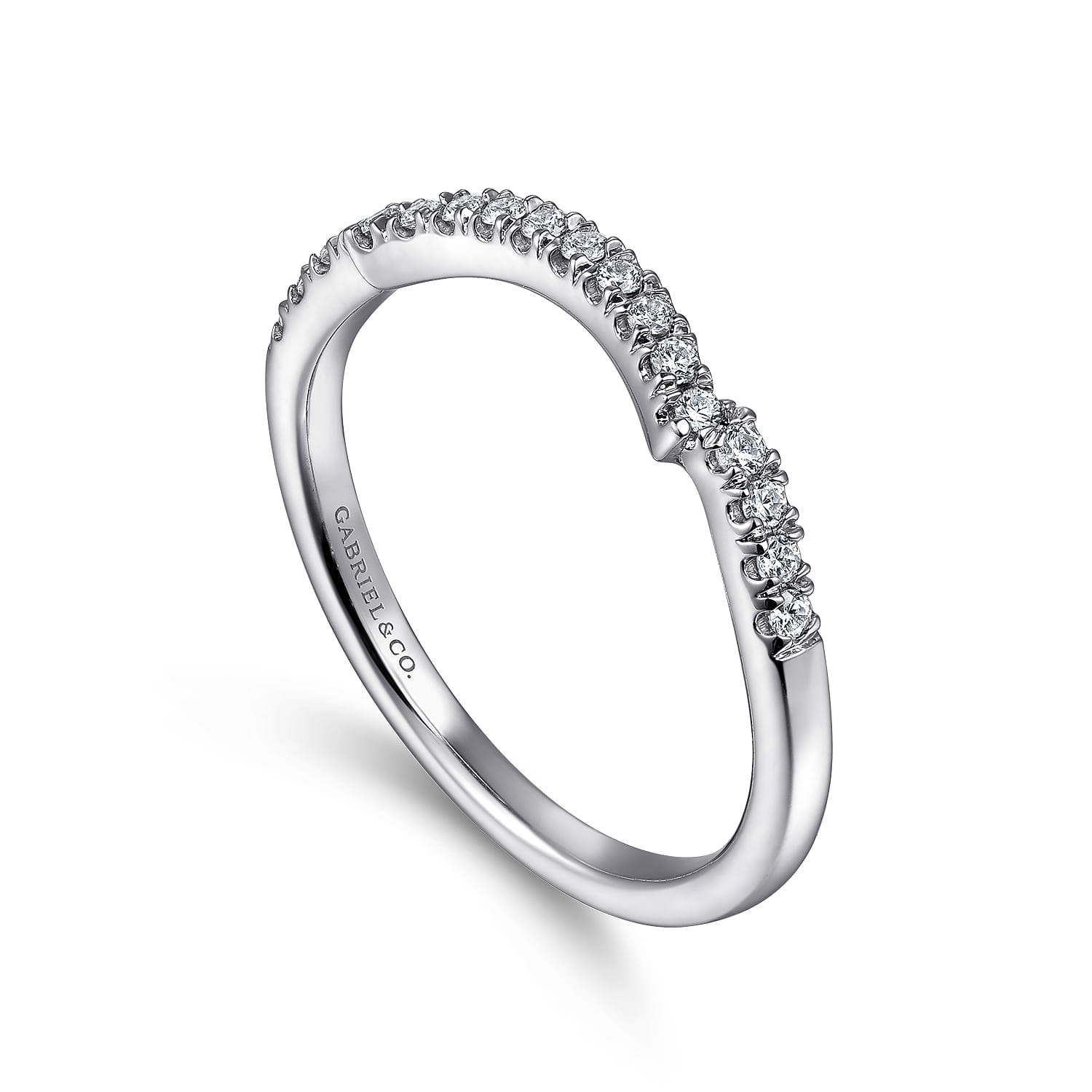 Vintage Diamond Matching Wedding Band in 14K White Gold, photograph 3
