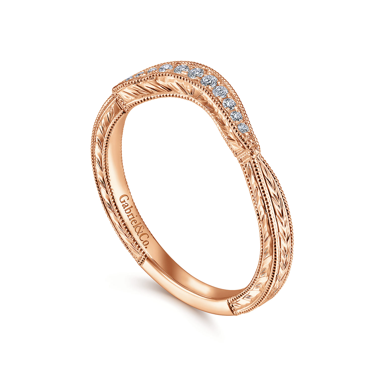 Diamond Matching Wedding Band in 14K Rose Gold, photograph 3