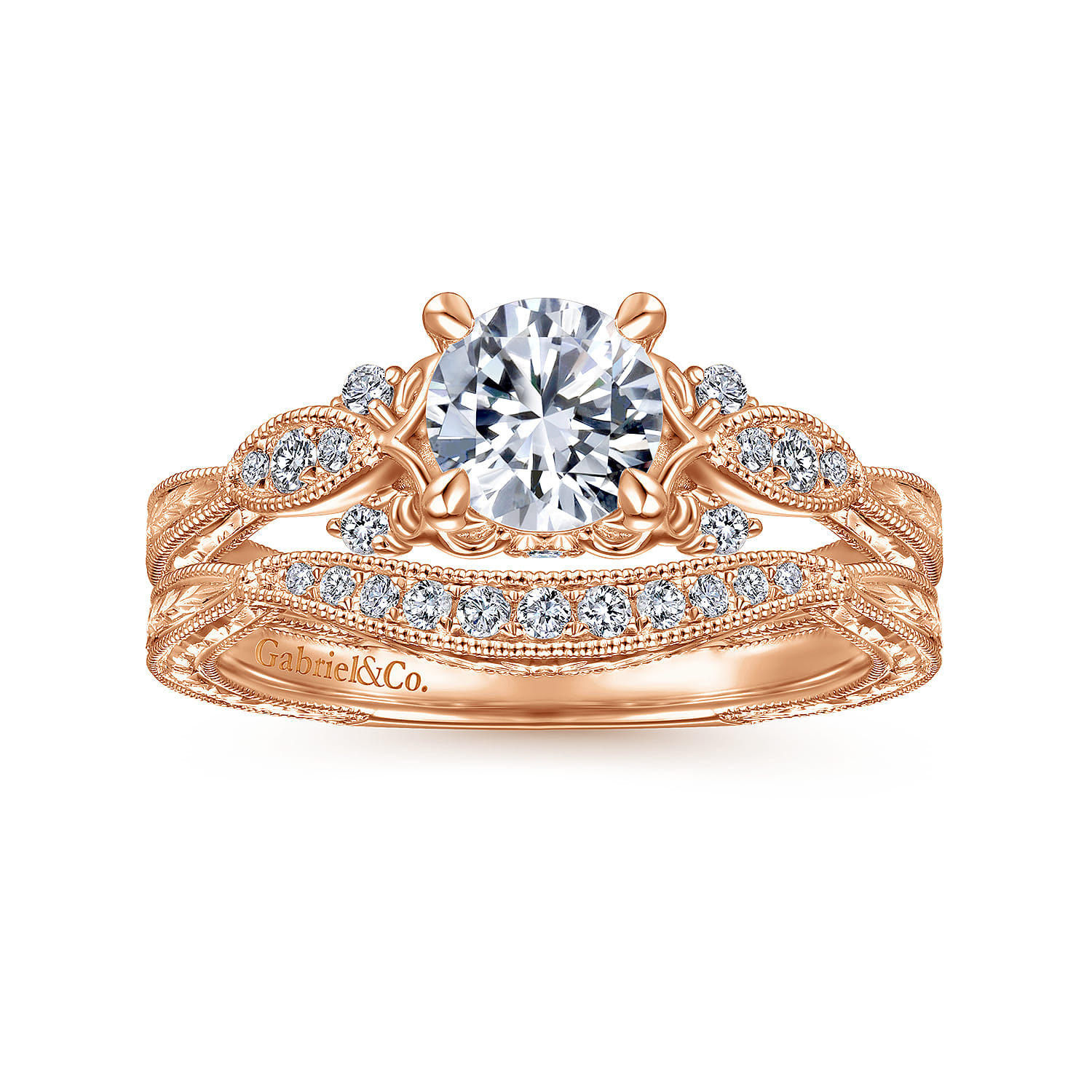 Diamond Matching Wedding Band in 14K Rose Gold, photograph 4