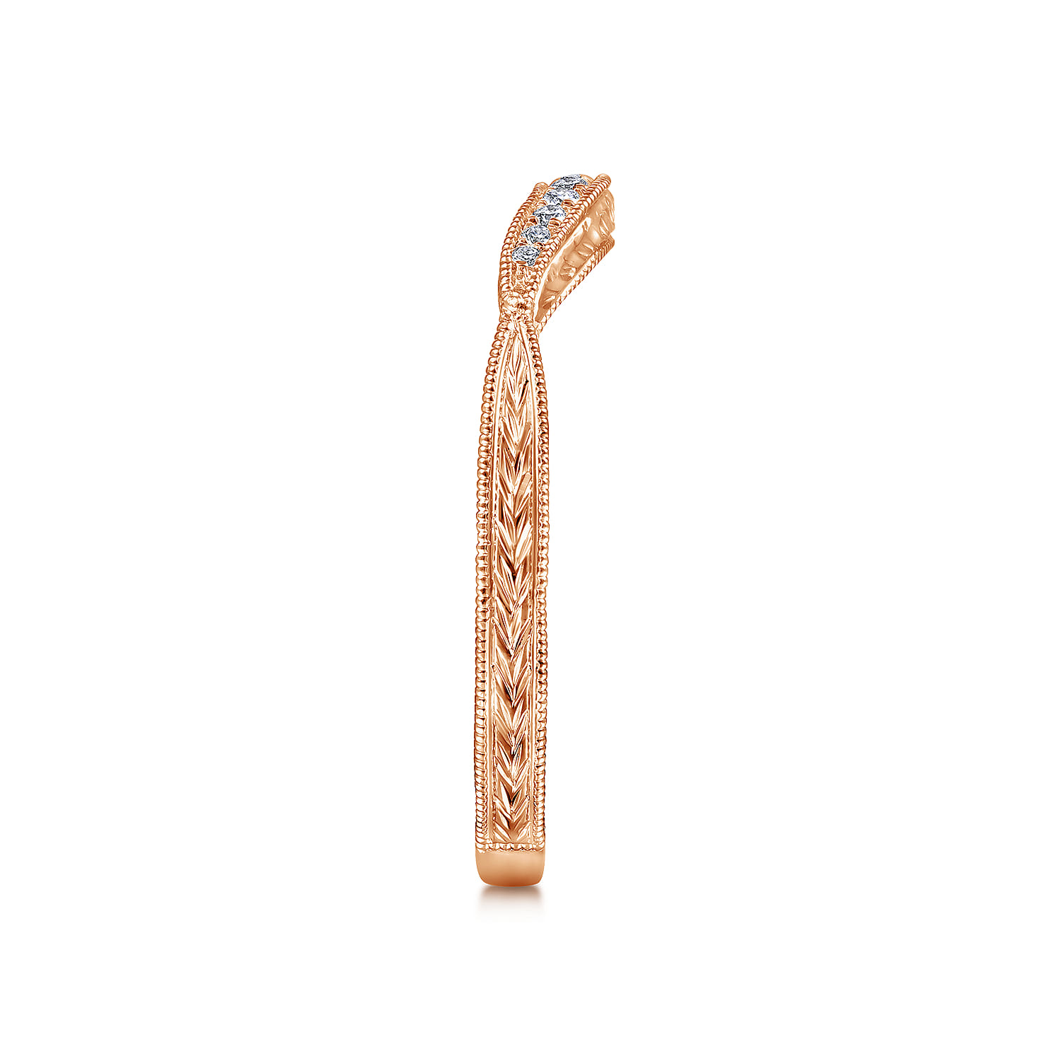 Diamond Matching Wedding Band in 14K Rose Gold, photograph 5