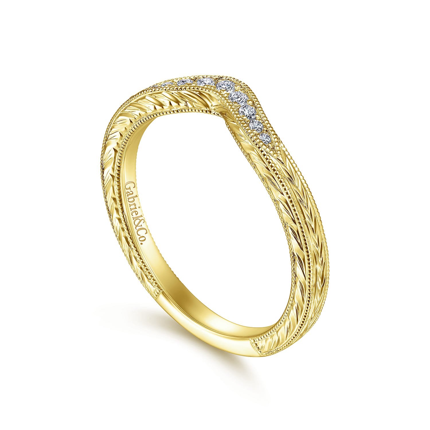 Diamond Matching Wedding Band in 14K Yellow Gold, photograph 3