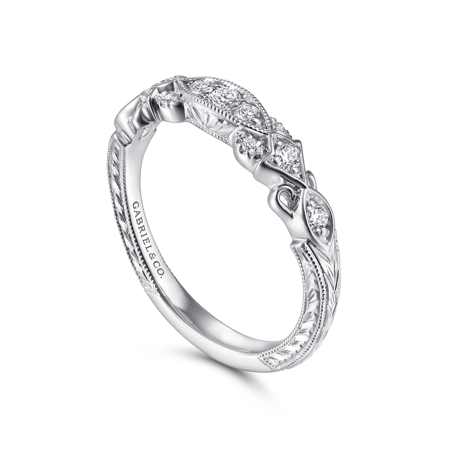 Diamond Matching Wedding Band in 14K White Gold, photograph 3