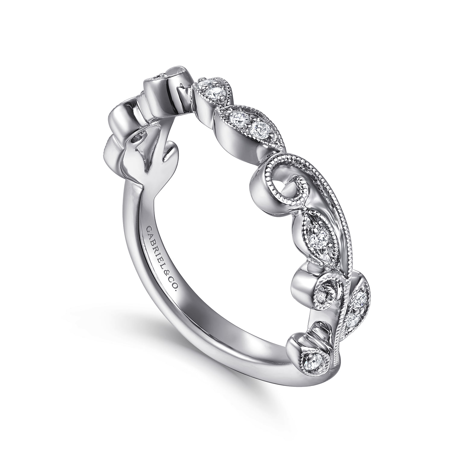 Diamond Wedding Band in 14K White Gold, photograph 3