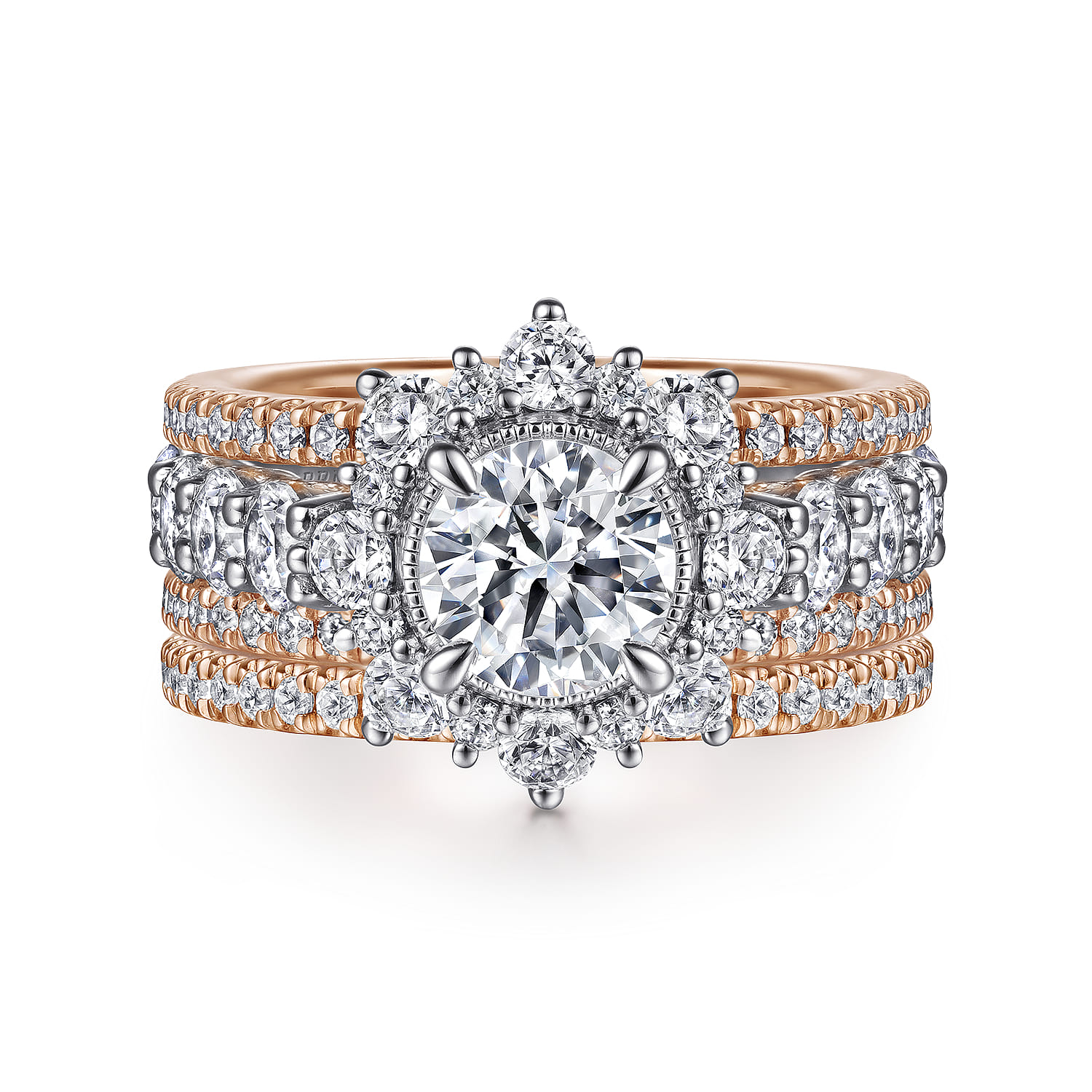 Diamond Matching Wedding Band in 14K Rose Gold, photograph 4