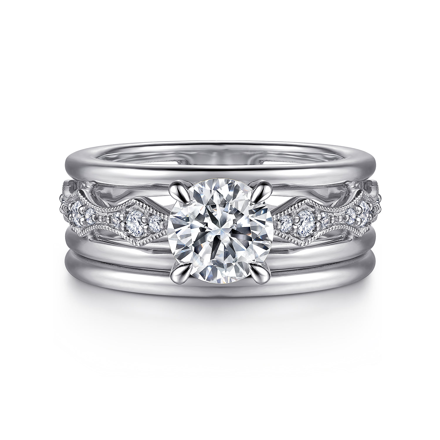 Diamond Matching Wedding Band in 14K White Gold, photograph 4