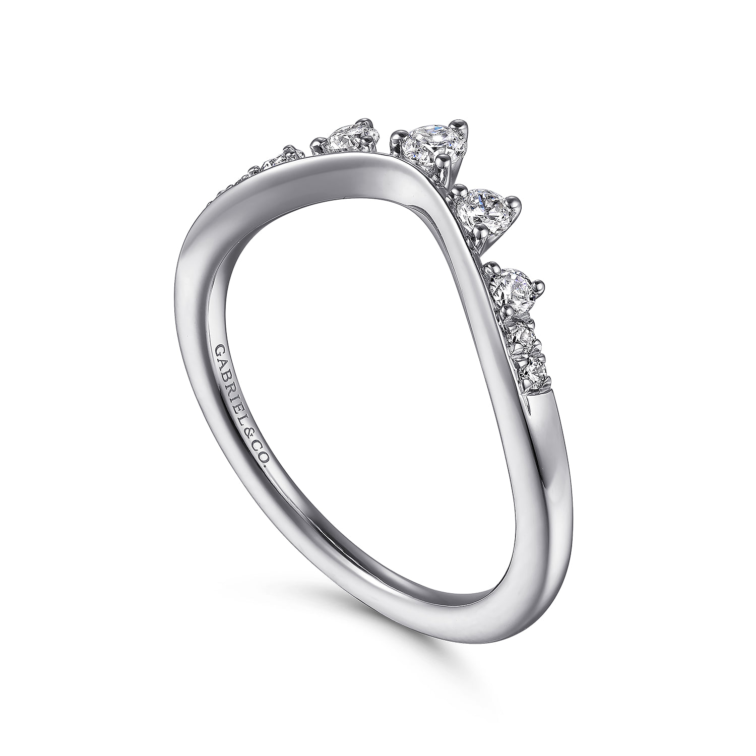 Diamond Matching Wedding Band in 14K White Gold, photograph 3