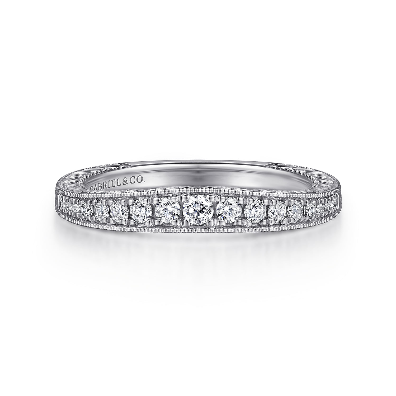 Art Deco Diamond Matching Wedding Band in 14K White Gold
