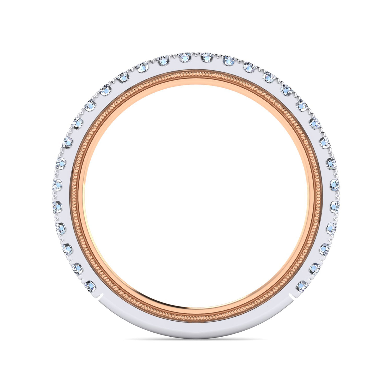Diamond Matching Wedding Band in 14K White/Rose Gold, photograph 2