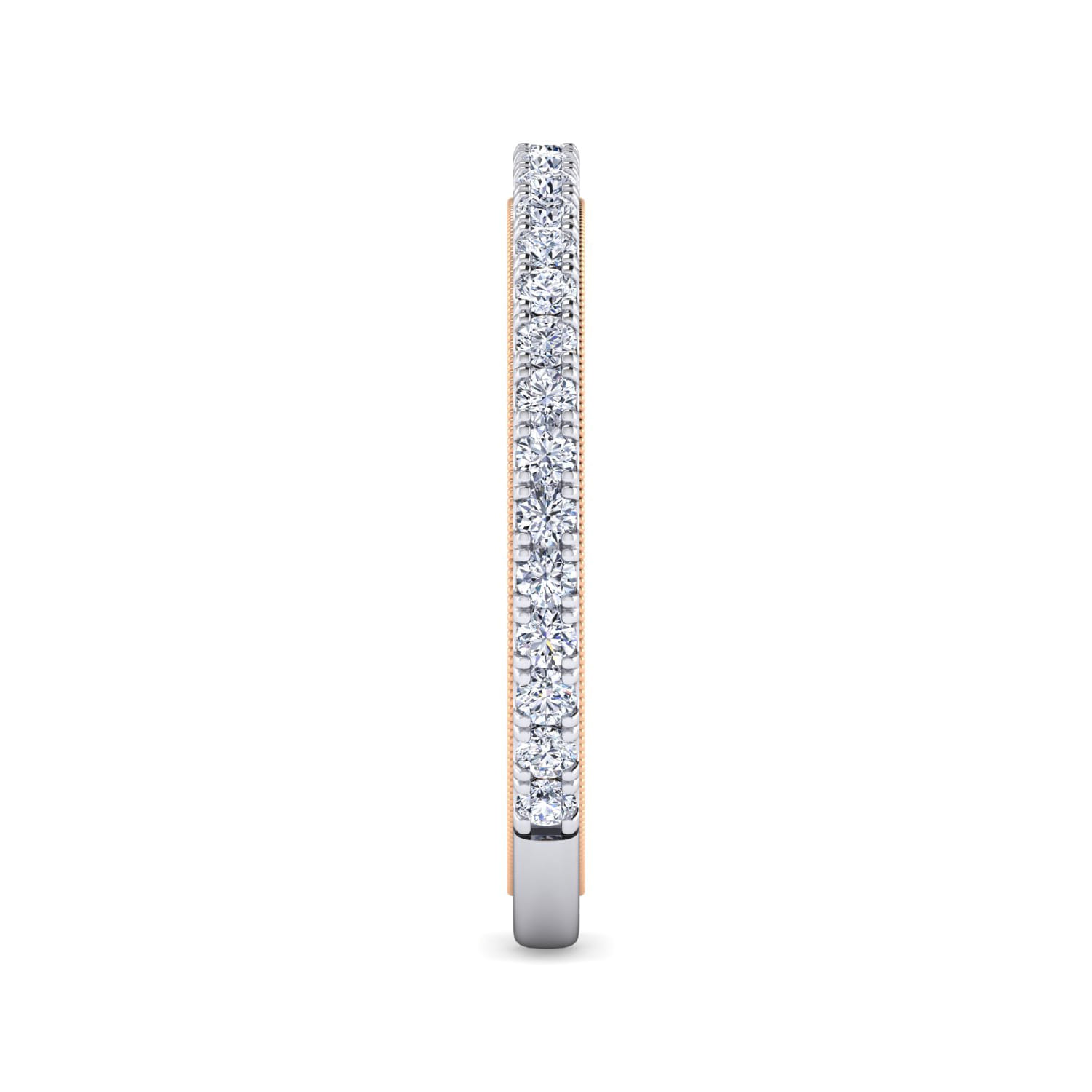 Diamond Matching Wedding Band in 14K White/Rose Gold, photograph 4