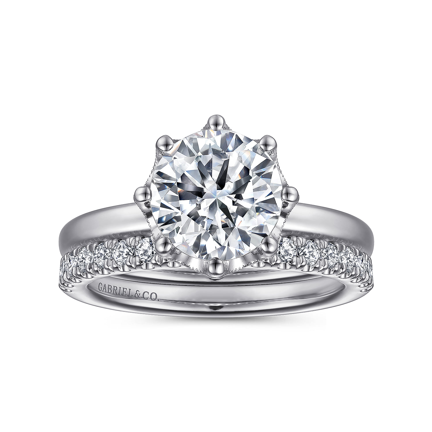 Diamond Matching Wedding Band in 14K White Gold, photograph 4