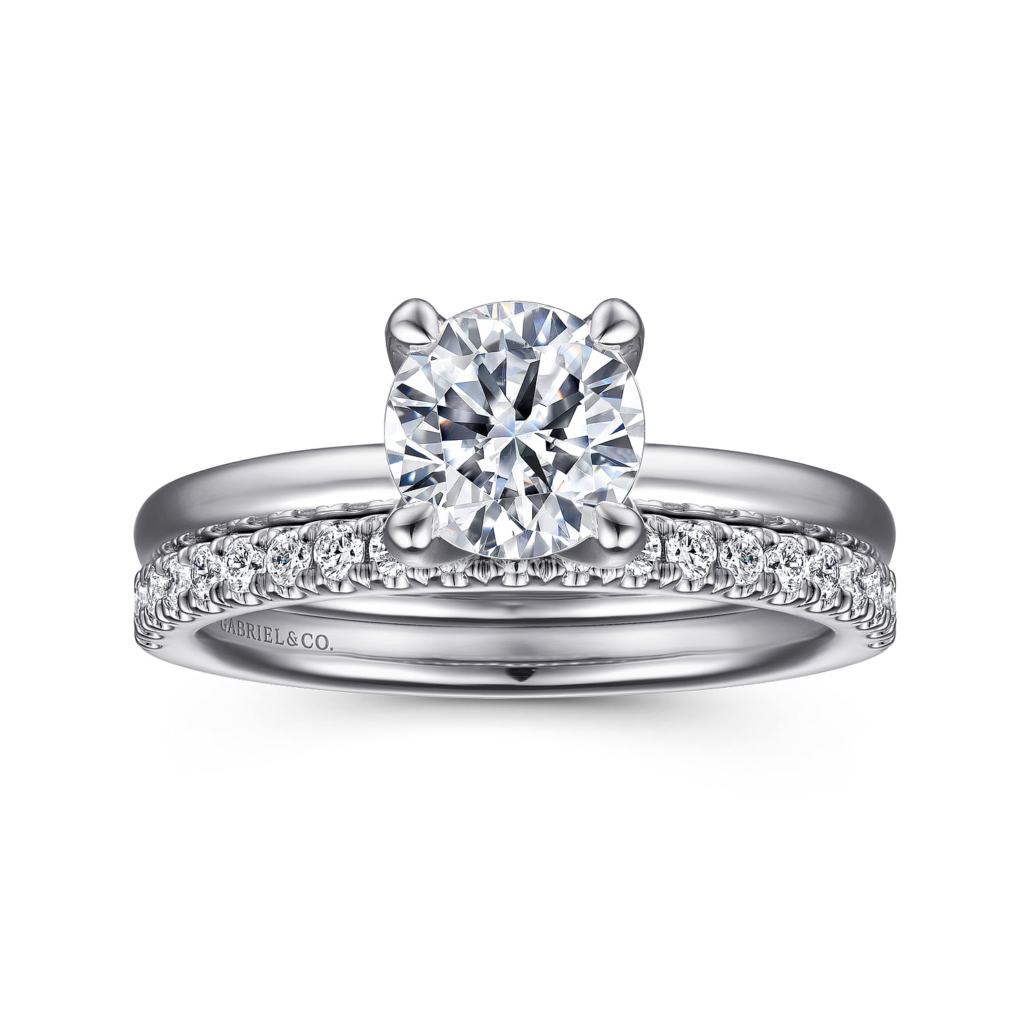 Diamond Matching Wedding Band in 14K White Gold, photograph 4
