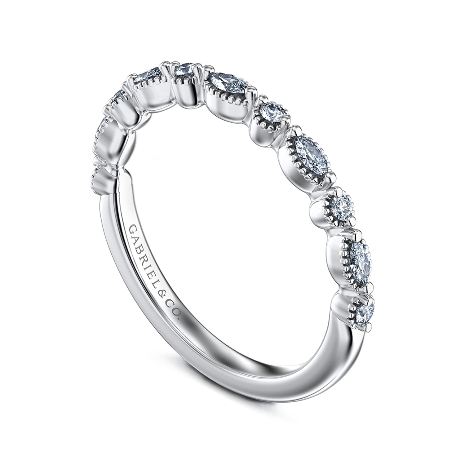 Diamond Wedding Band in 14K White Gold, photograph 3