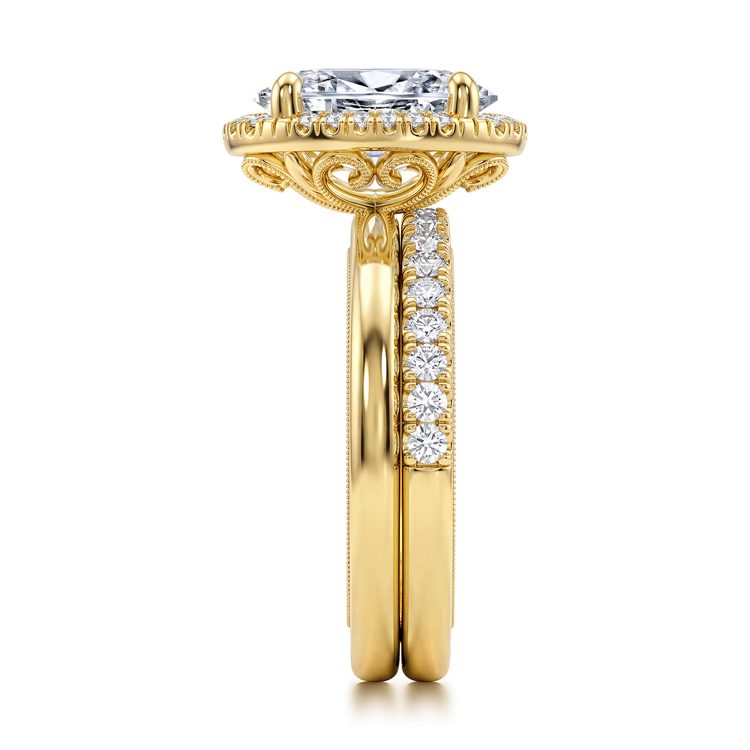 Diamond Matching Wedding Band in 14K Yellow Gold, photograph 5