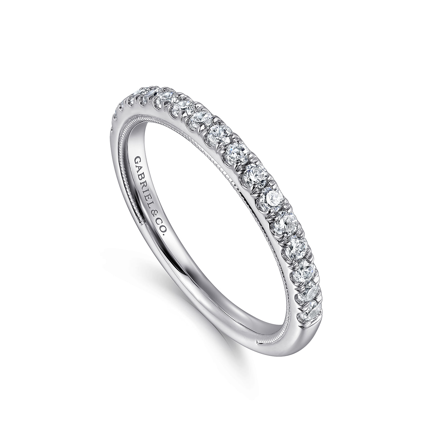 Diamond Wedding Band in 14K White Gold, photograph 3