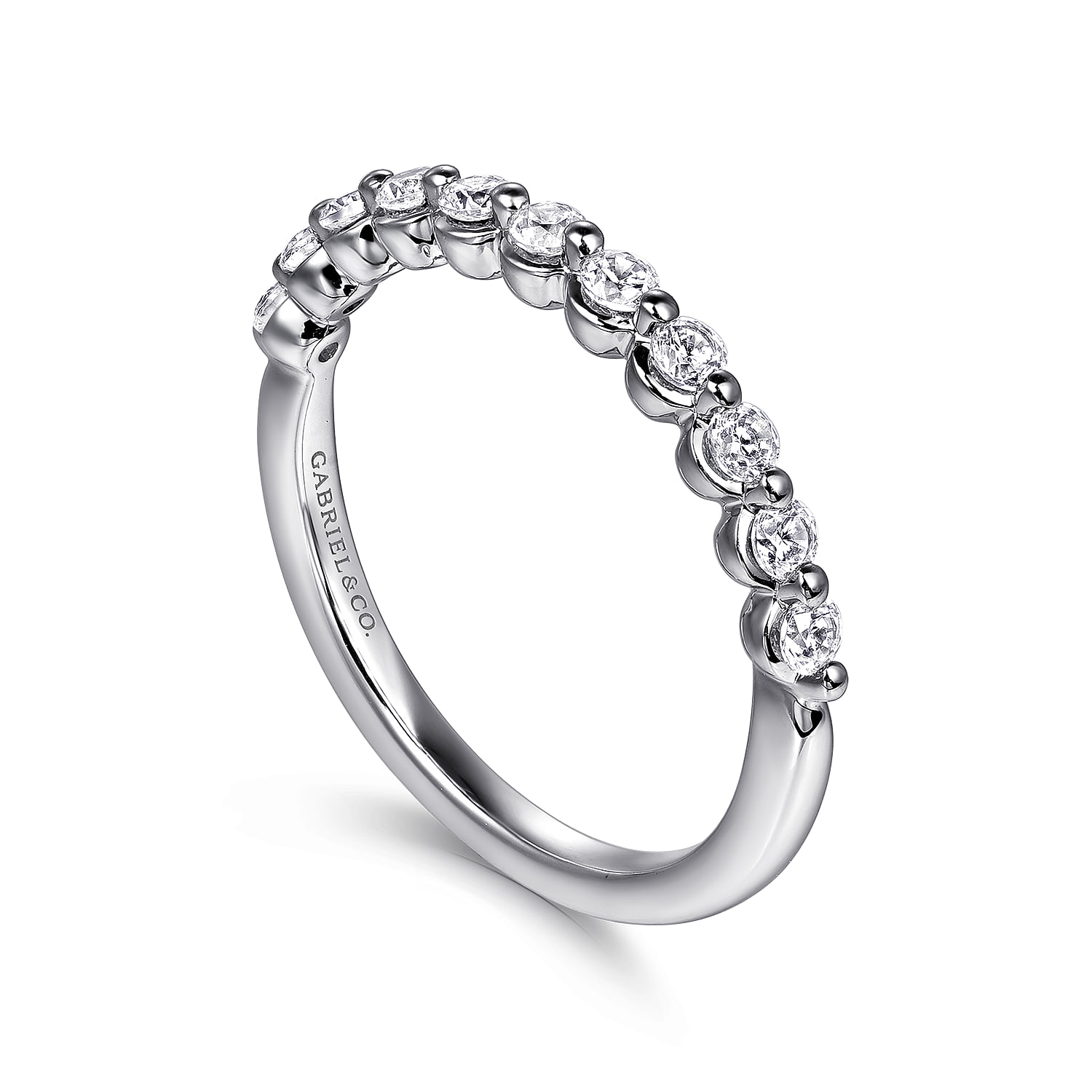 Diamond Wedding Band in 14K White Gold, photograph 3