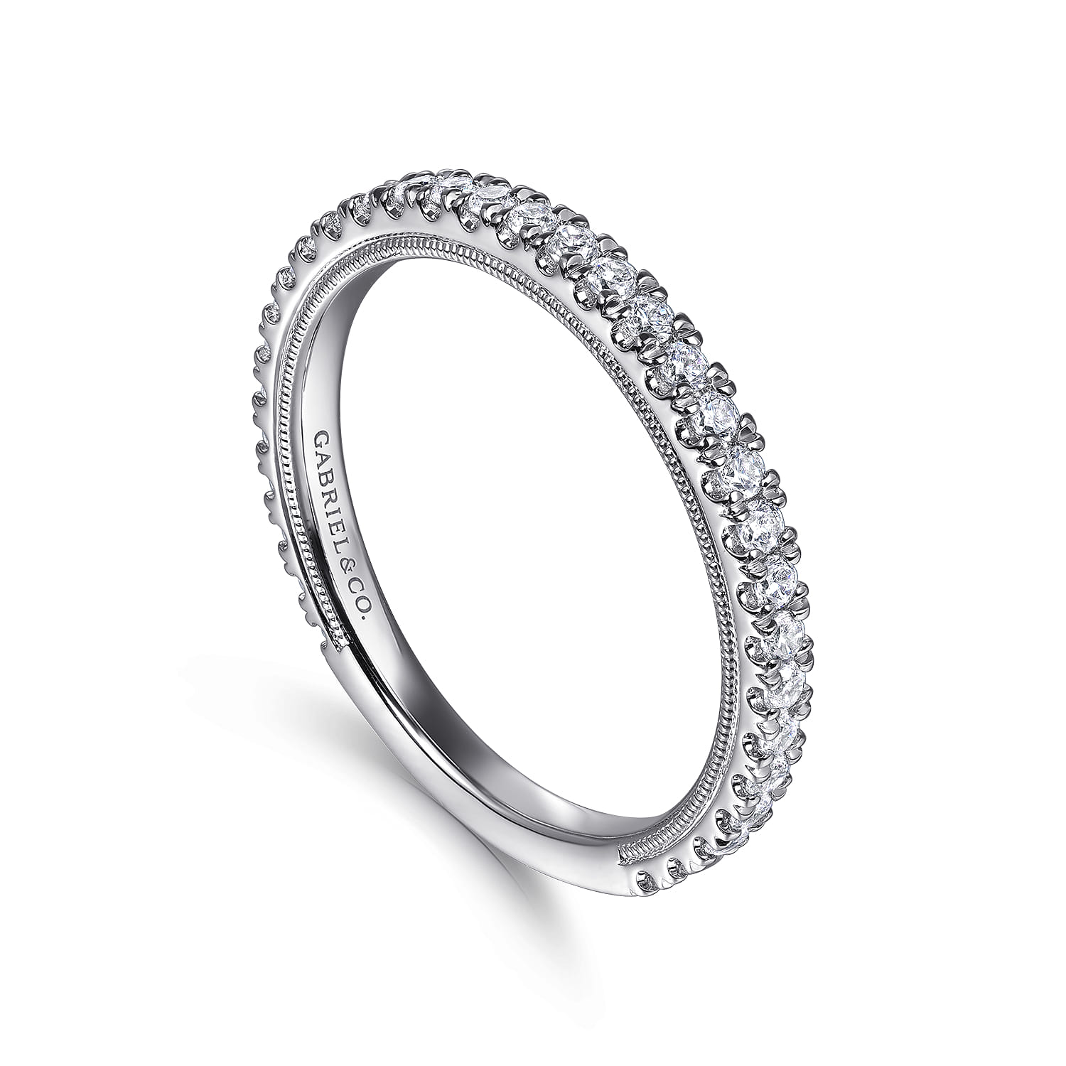 Diamond Wedding Band in 14K White Gold, photograph 3