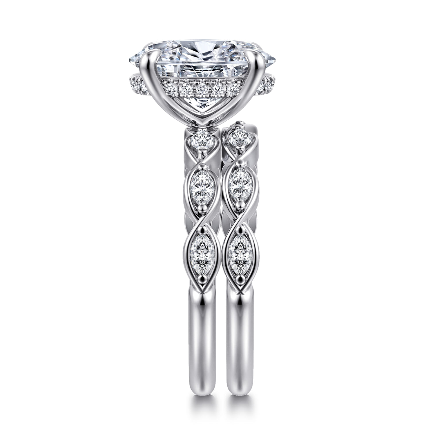 Diamond Matching Wedding Band in 14K White Gold, photograph 5