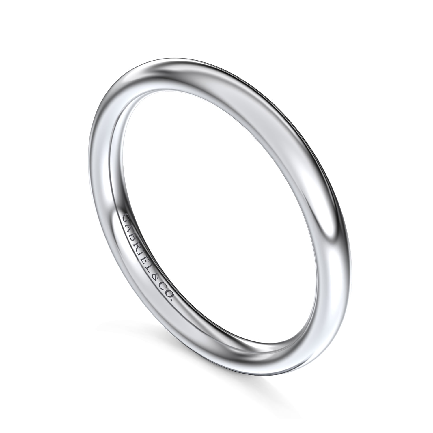 2.2mm Plain Wedding Band in 14K White Gold, photograph 3