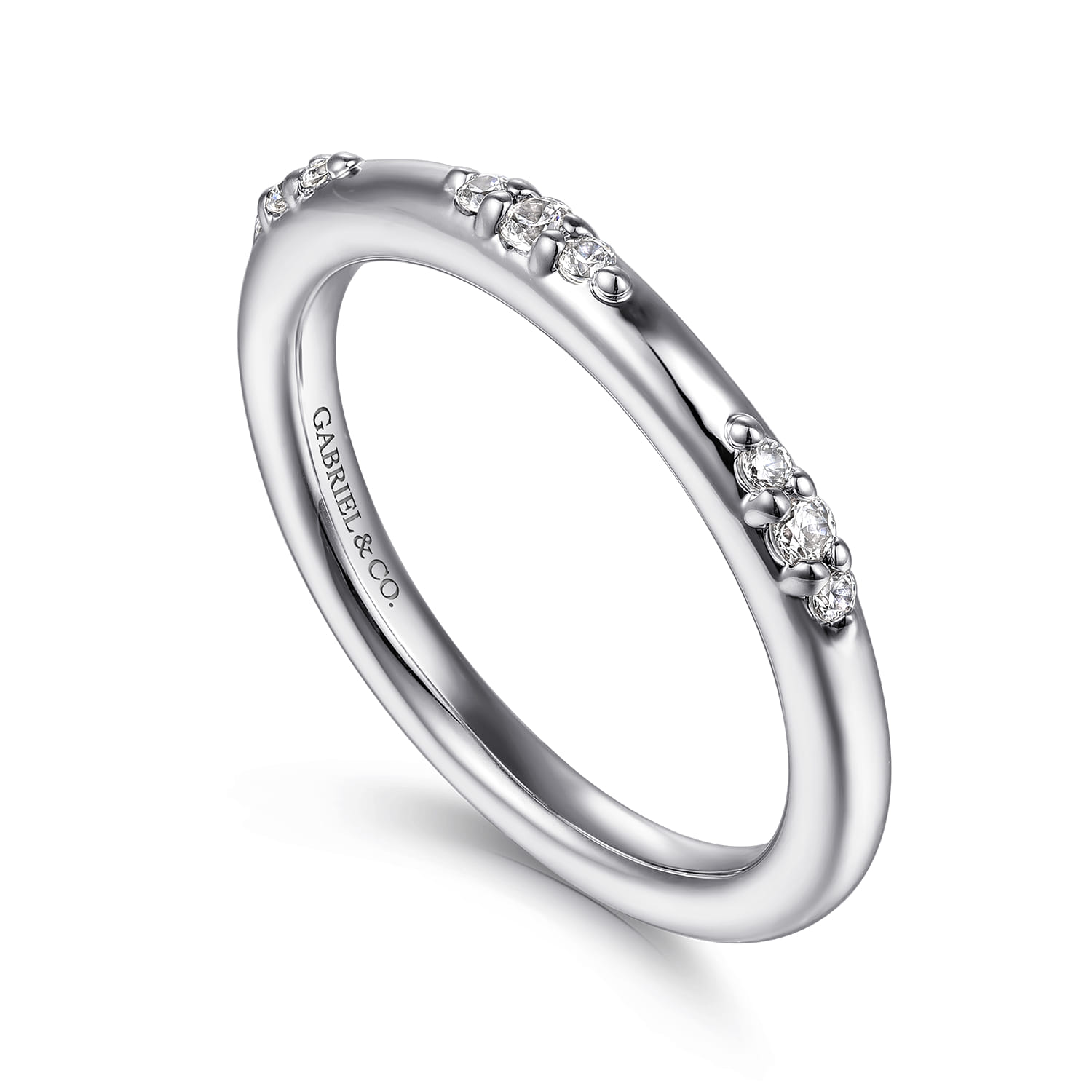 Diamond Wedding Band in 14K White Gold, photograph 3