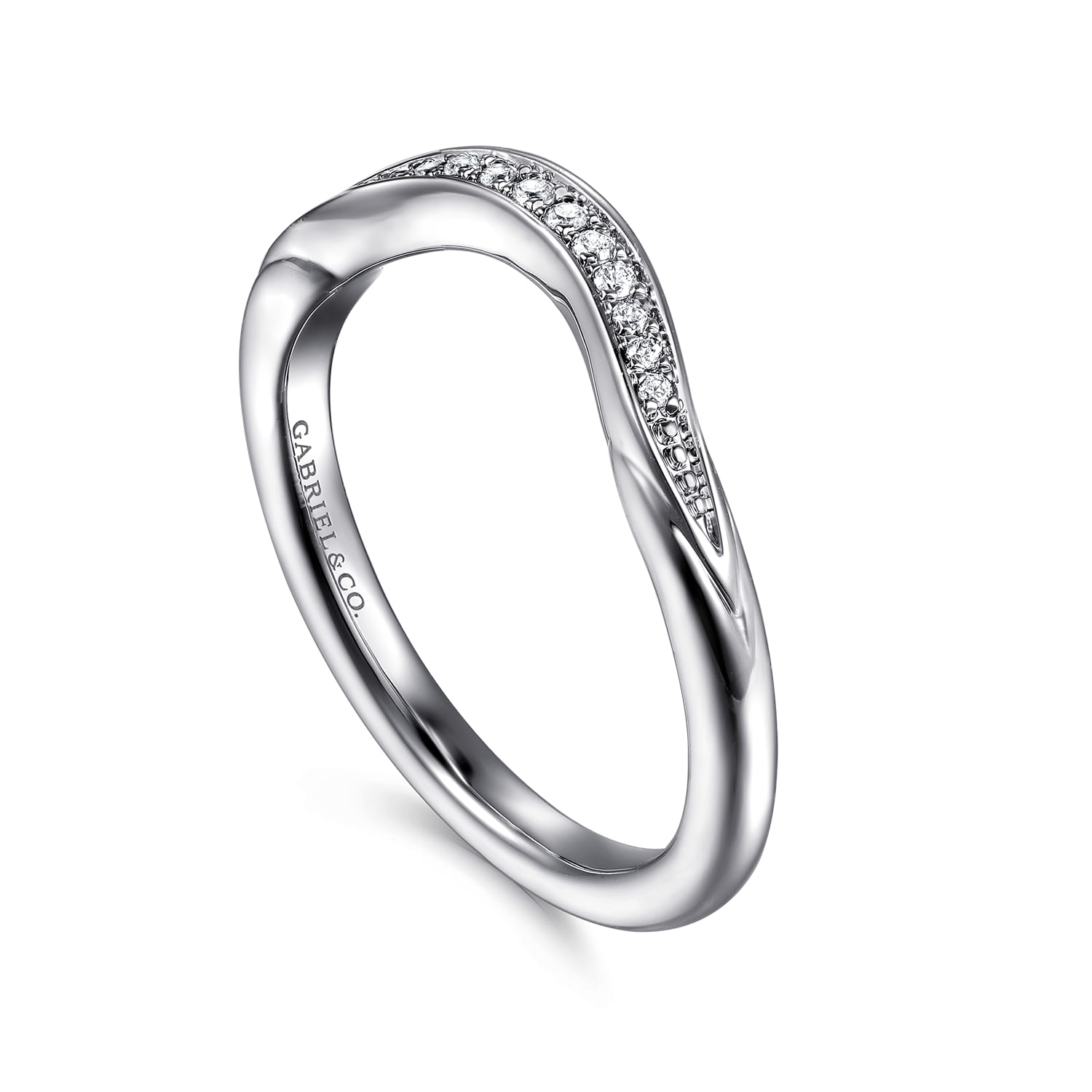 Diamond Wedding Band in 14K White Gold, photograph 3