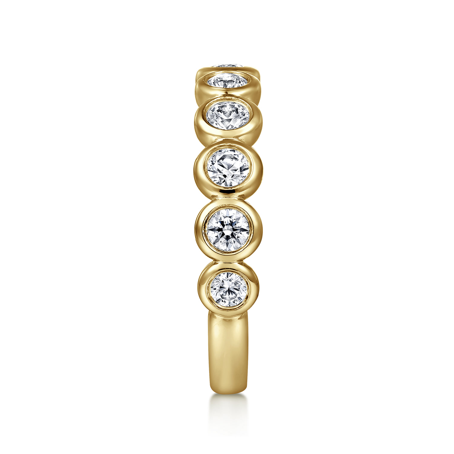 Bezel Diamond Matching Wedding Band in 14K Yellow Gold, photograph 4