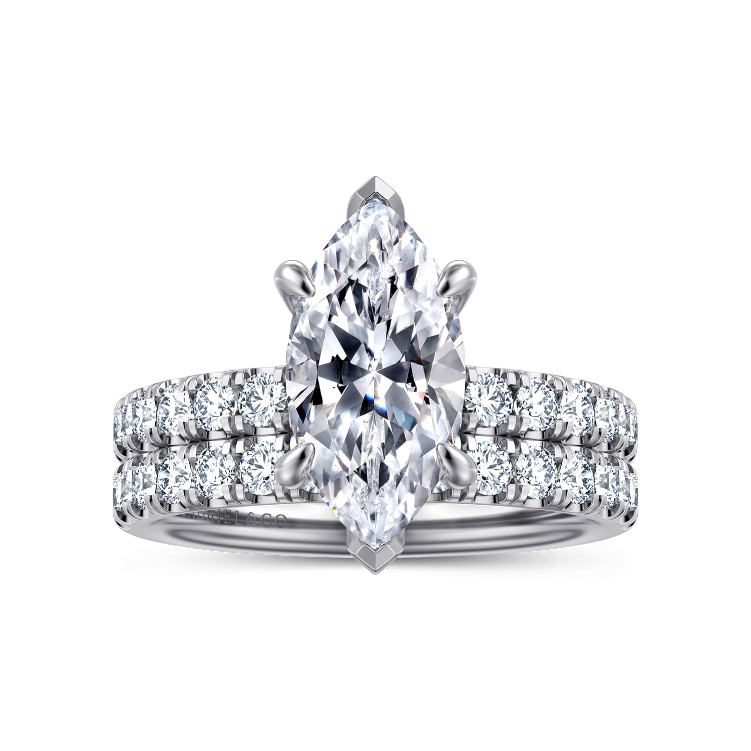 Diamond Matching Wedding Band in 14K White Gold, photograph 4
