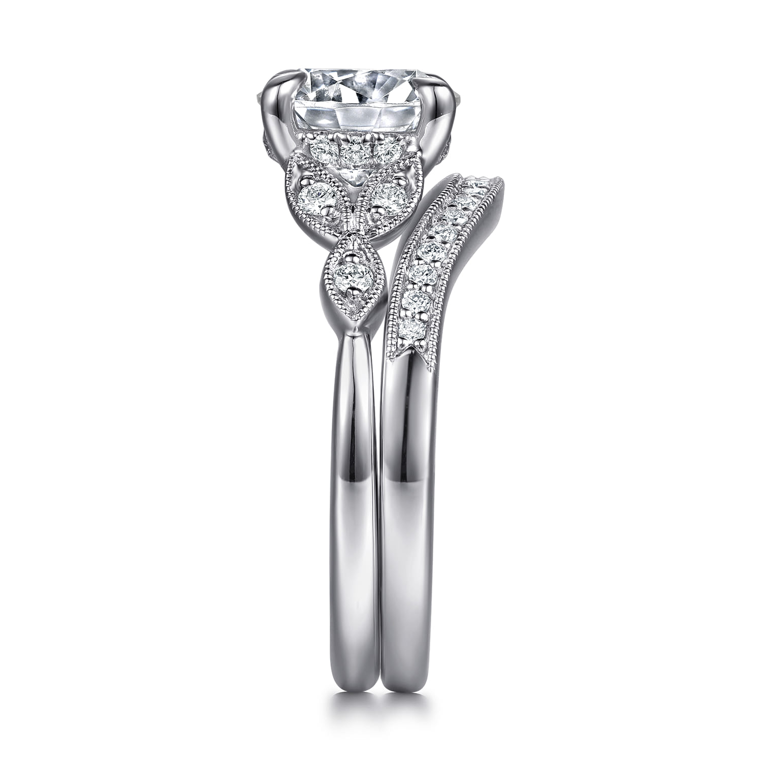 Diamond Matching Wedding Band in 14K White Gold, photograph 5