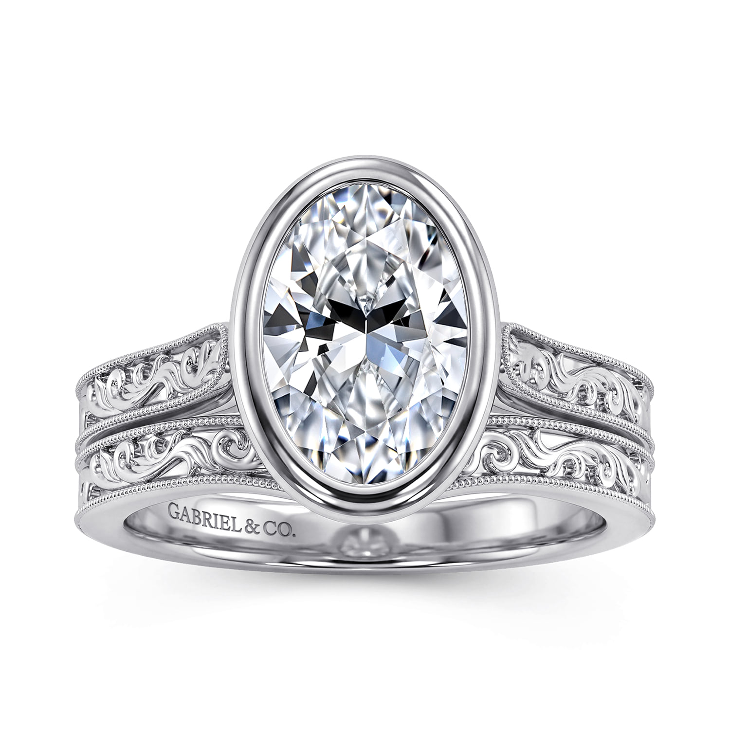 Vintage Inspired Matching Wedding Band in 14K White Gold, photograph 4
