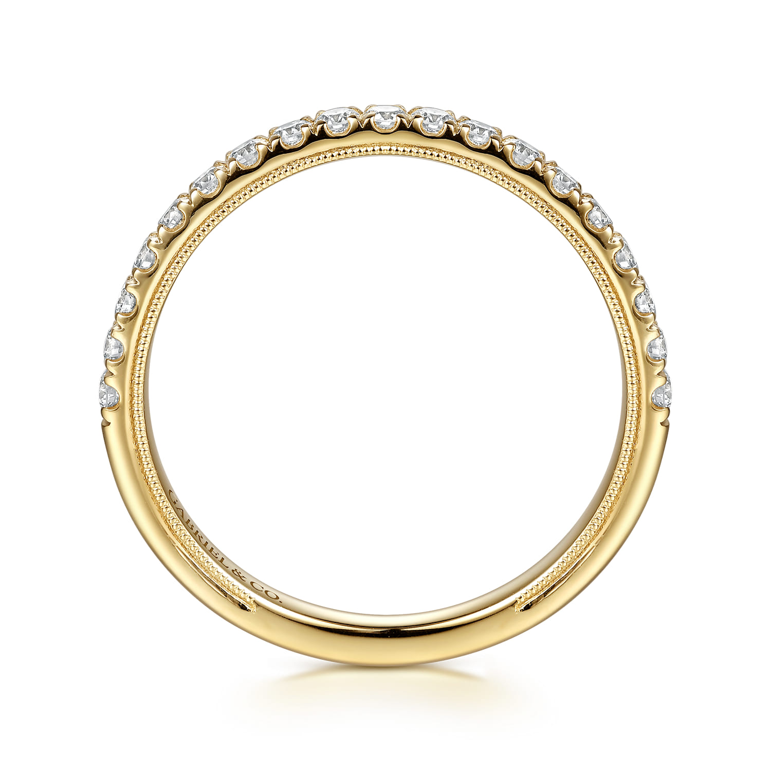 Vintage Inspired Diamond Matching Wedding Band in 14K Yellow Gold, photograph 2