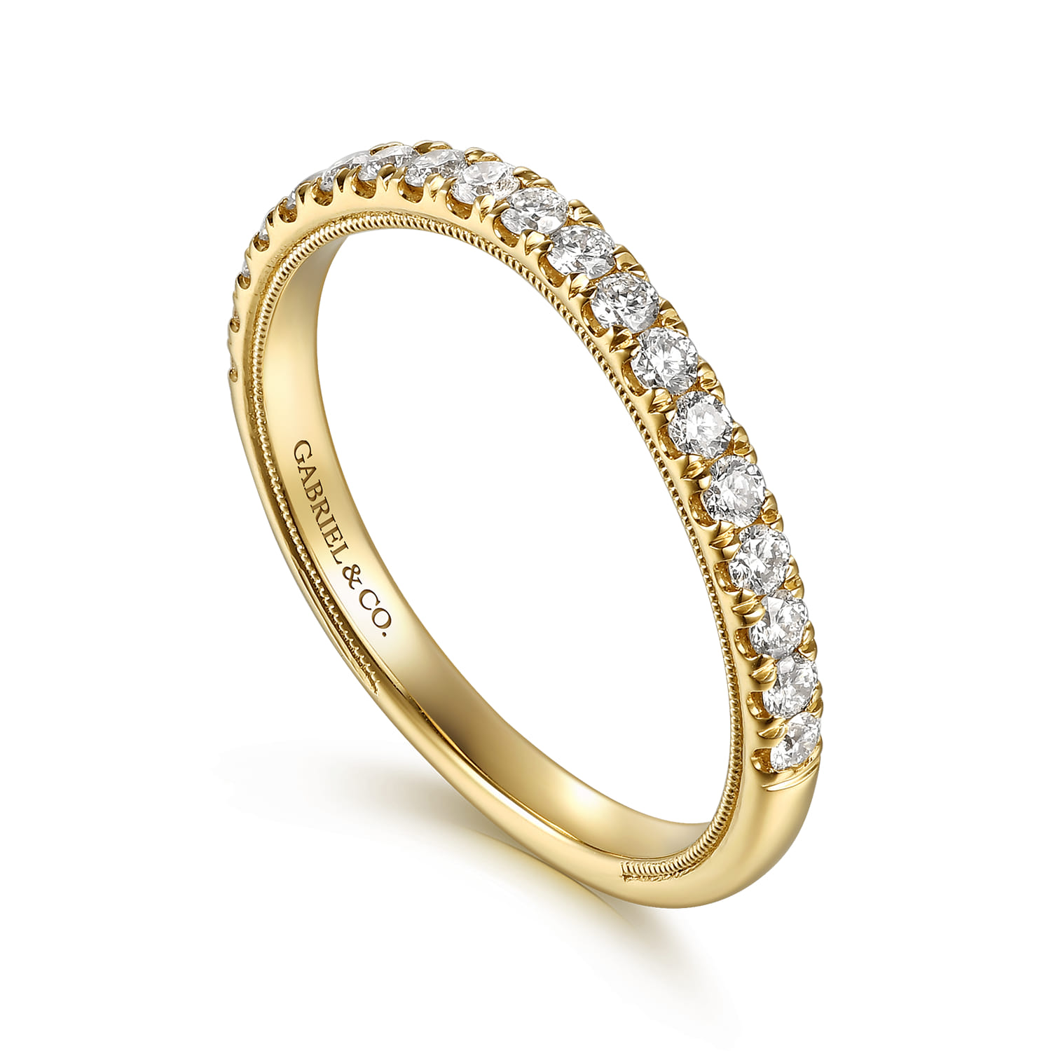 Vintage Inspired Diamond Matching Wedding Band in 14K Yellow Gold, photograph 3