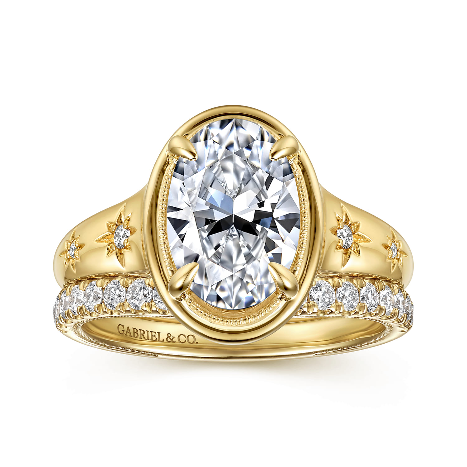 Vintage Inspired Diamond Matching Wedding Band in 14K Yellow Gold, photograph 4
