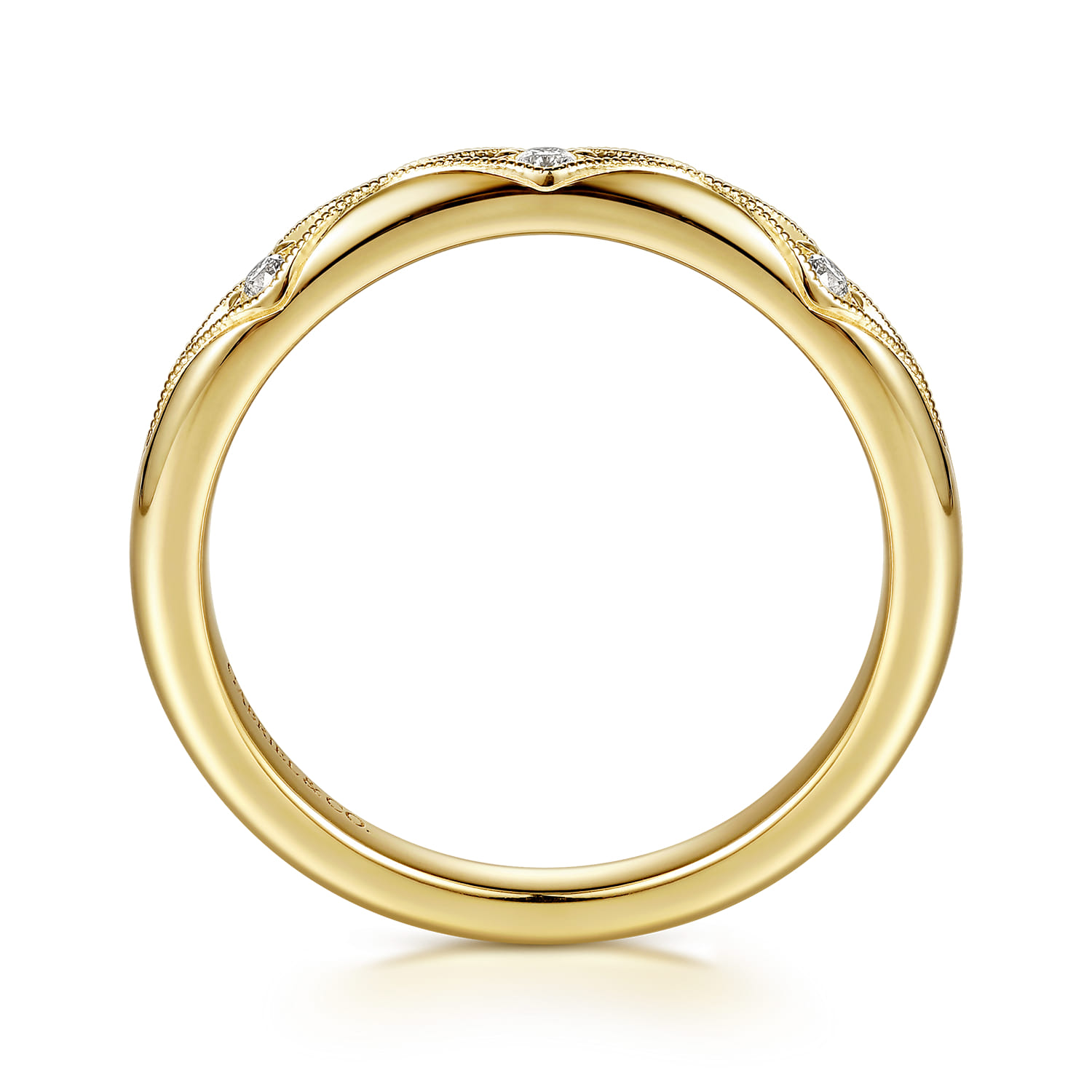 Vintage Inspired Diamond Matching Wedding Band in 14K Yellow Gold, photograph 2