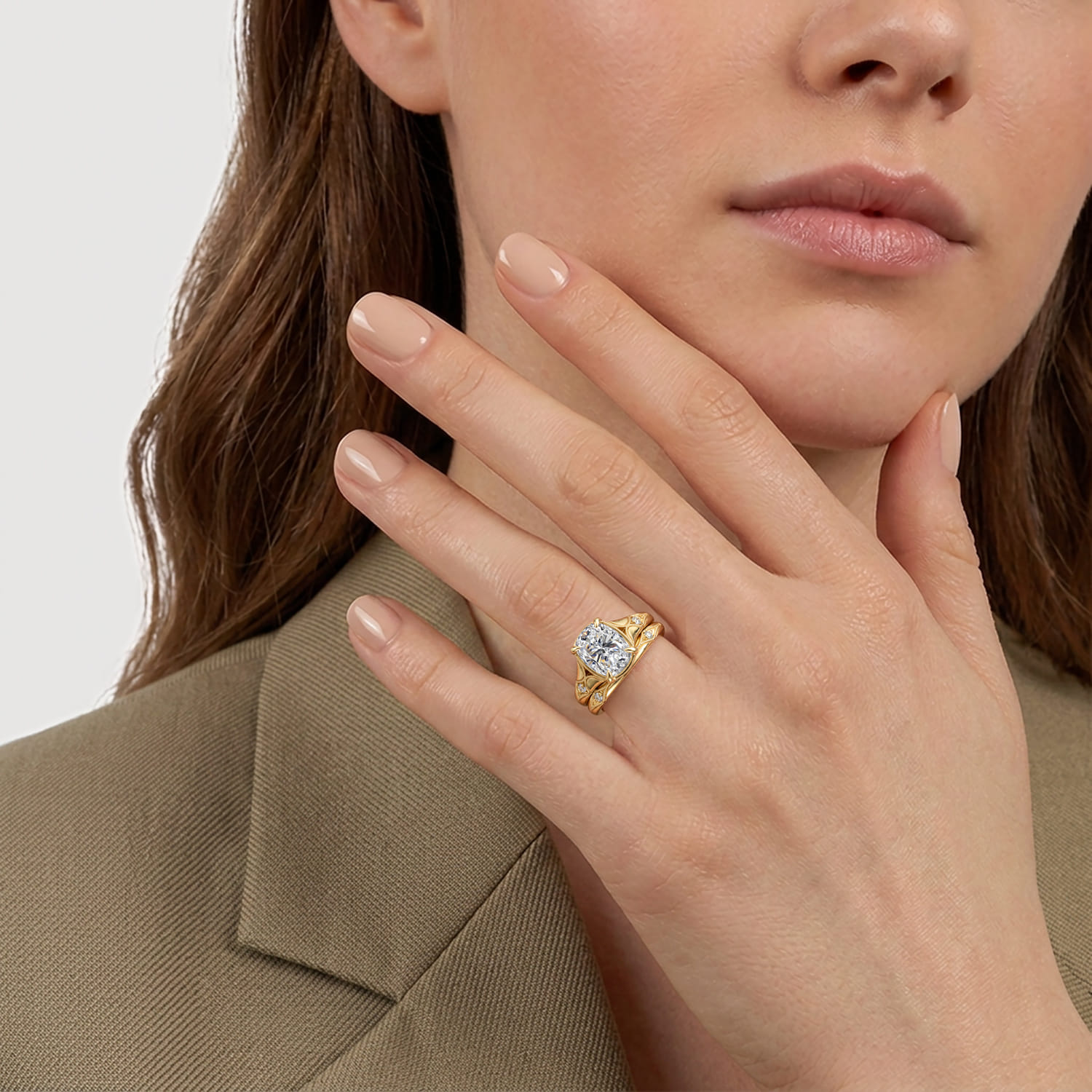Vintage Inspired Diamond Matching Wedding Band in 14K Yellow Gold, photograph 6