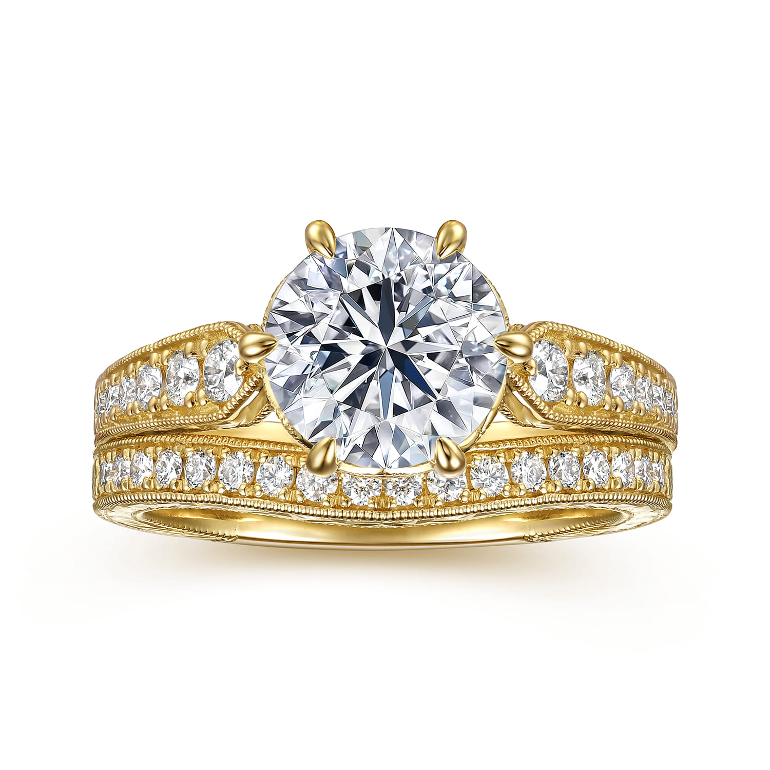 Diamond Matching Wedding Band in 14K Yellow Gold, photograph 4