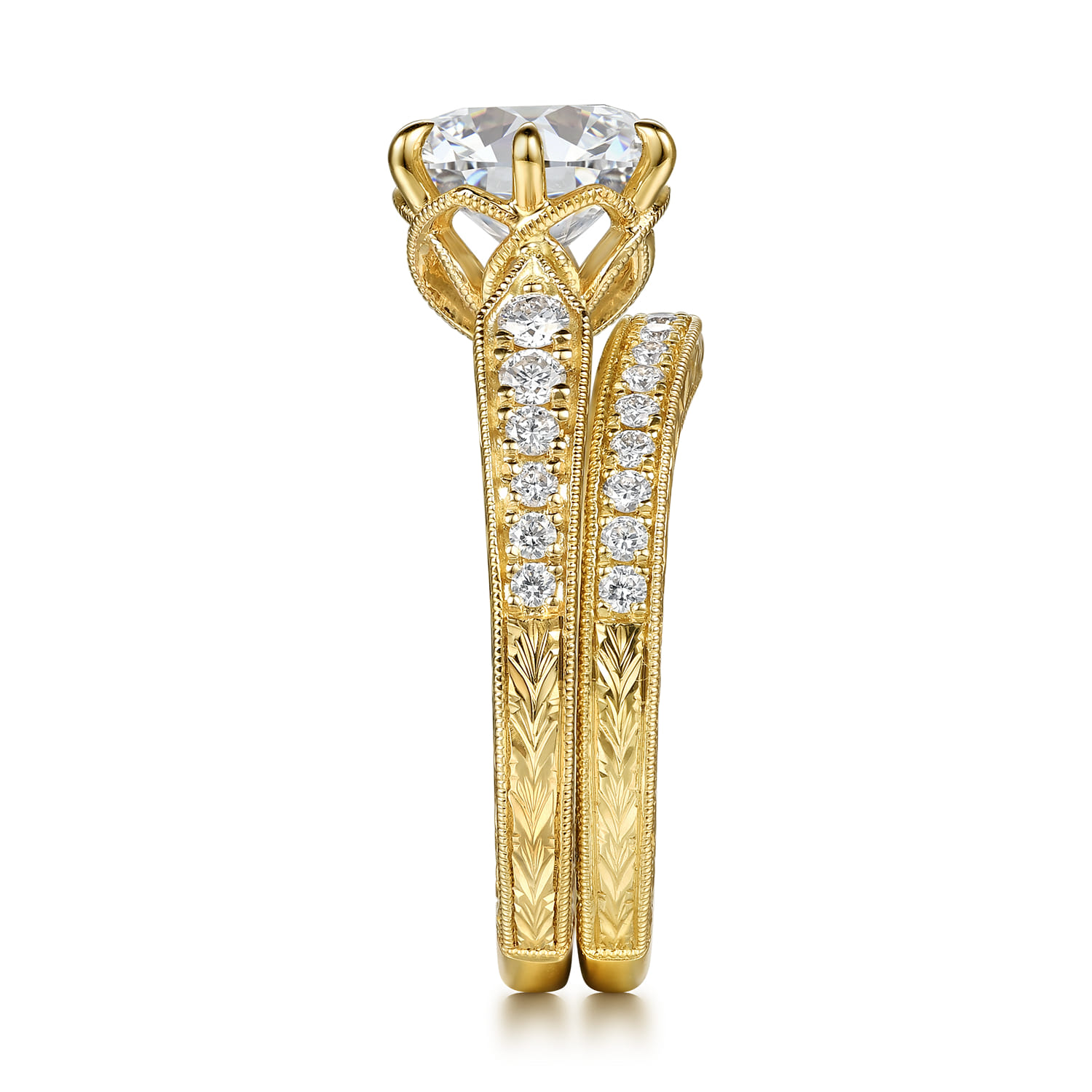 Diamond Matching Wedding Band in 14K Yellow Gold, photograph 5