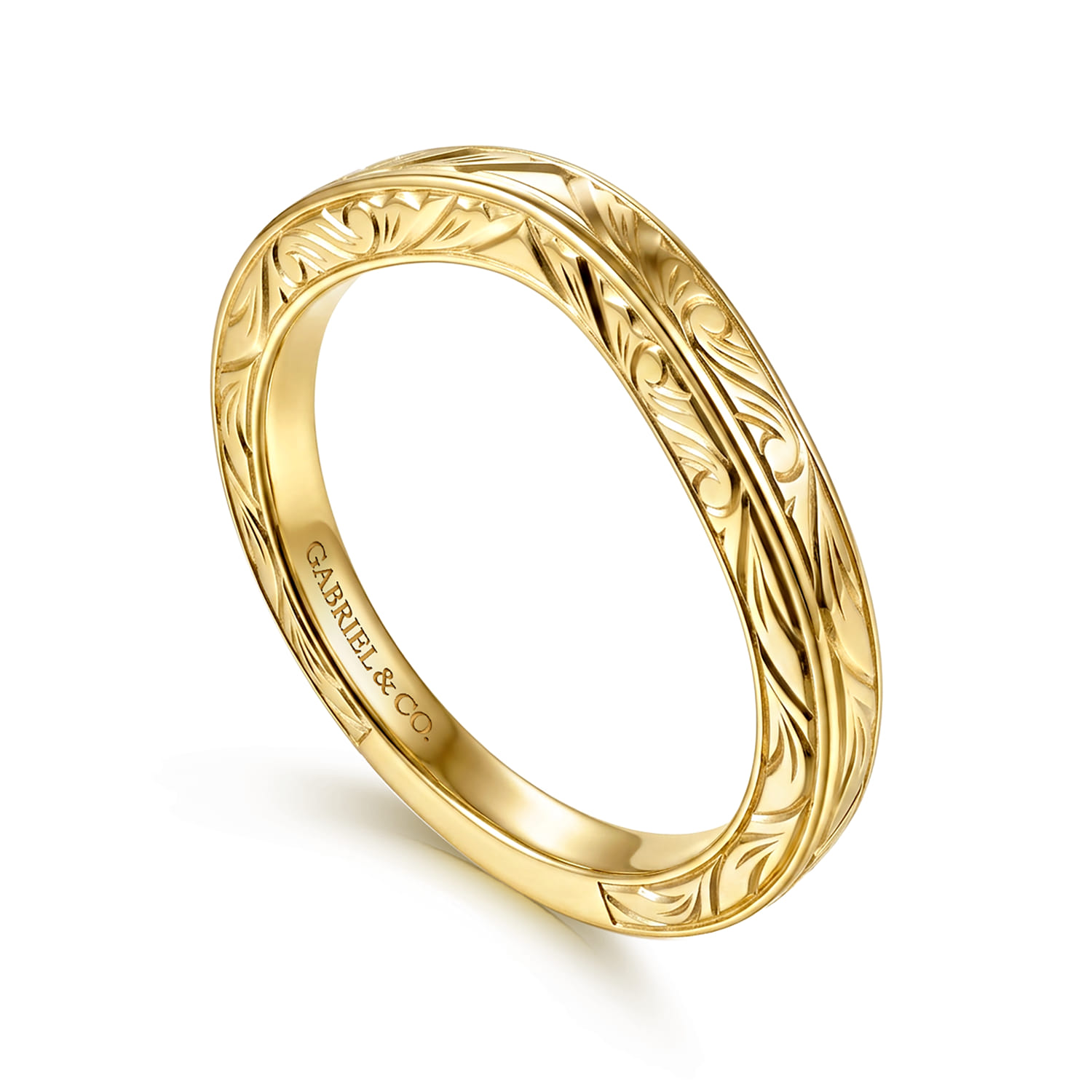 Vintage Inspired Matching Wedding Band in 14K Yellow Gold, photograph 3
