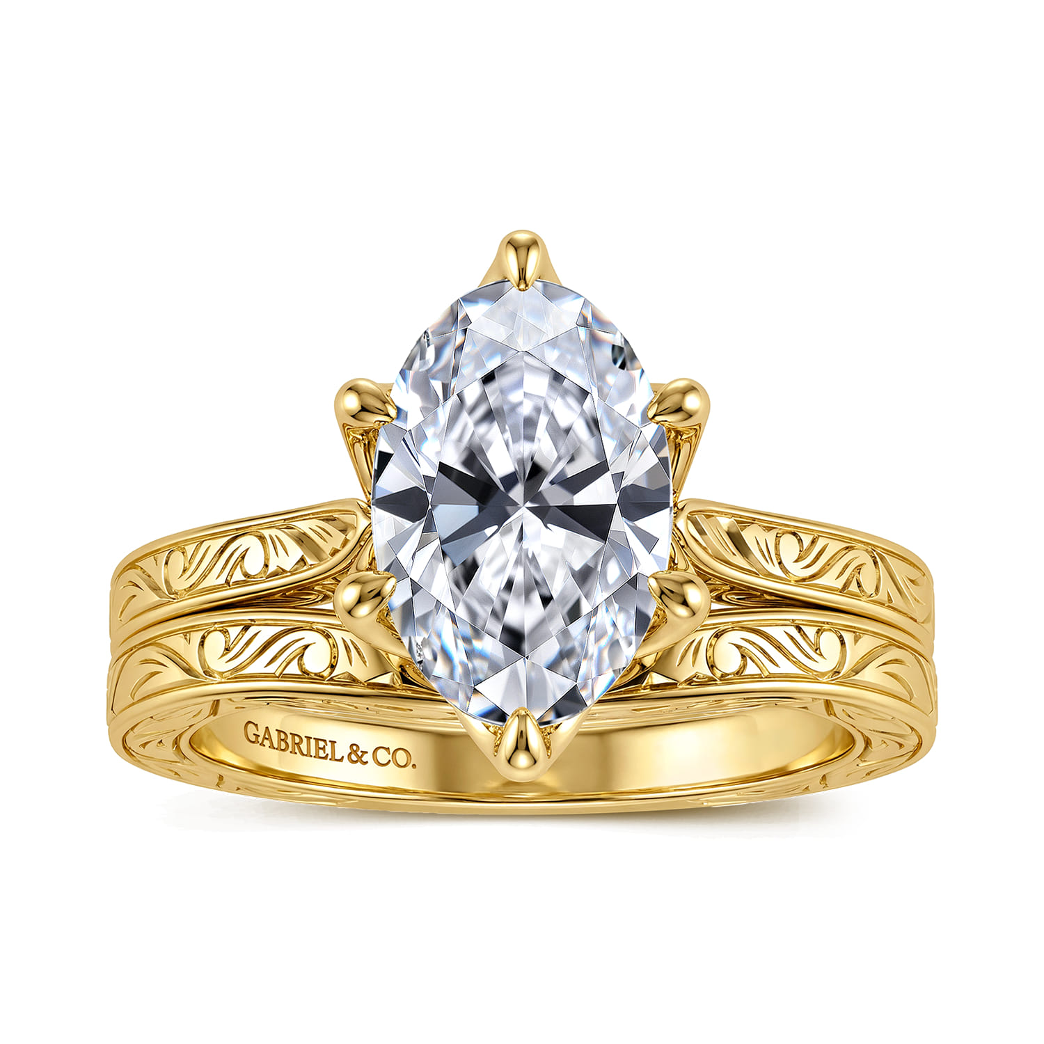 Vintage Inspired Matching Wedding Band in 14K Yellow Gold, photograph 4