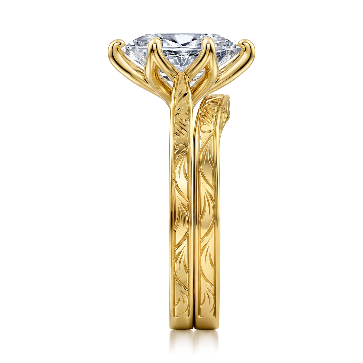 Vintage Inspired Matching Wedding Band in 14K Yellow Gold, photograph 5