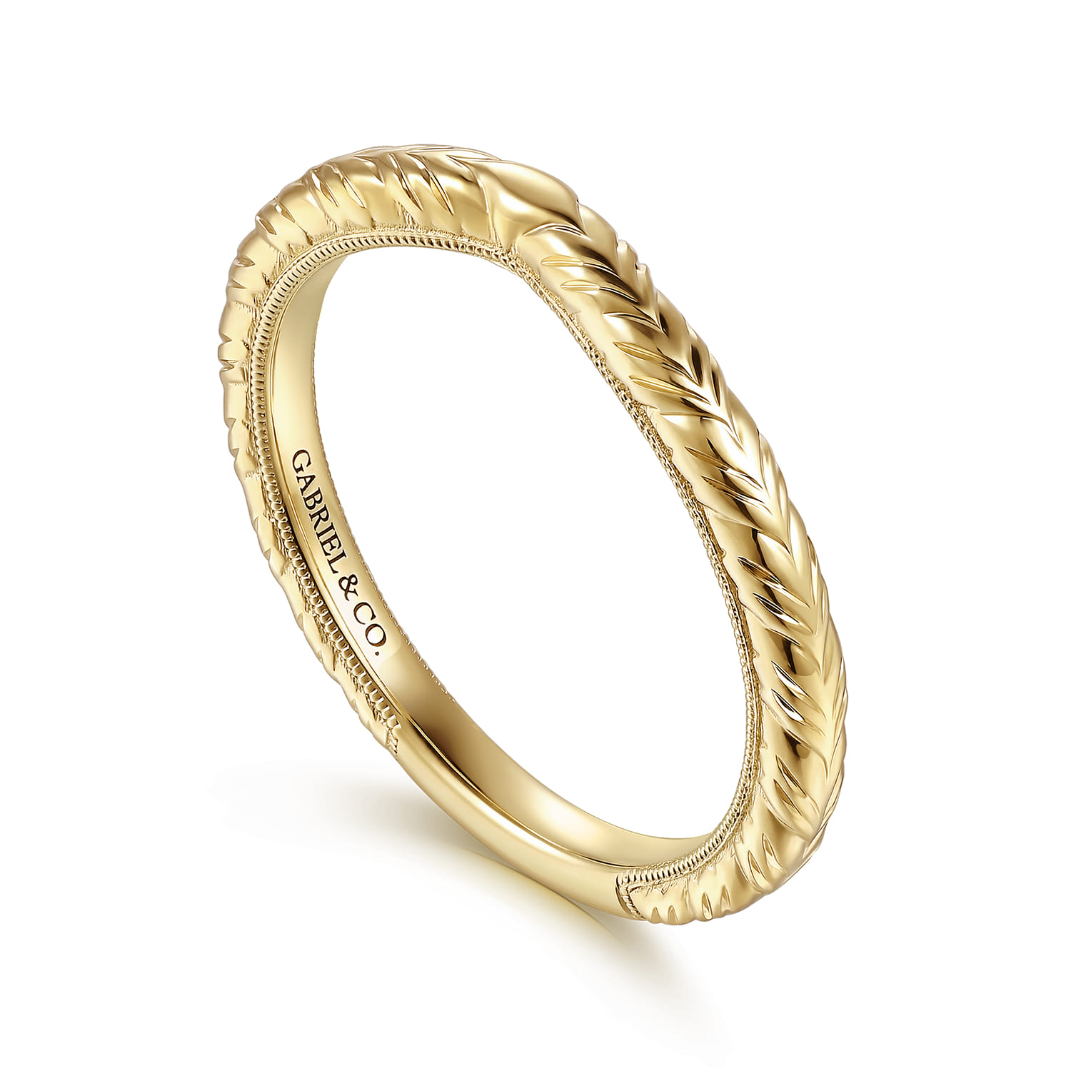 Vintage Inspired Matching Wedding Band in 14K Yellow Gold, photograph 3