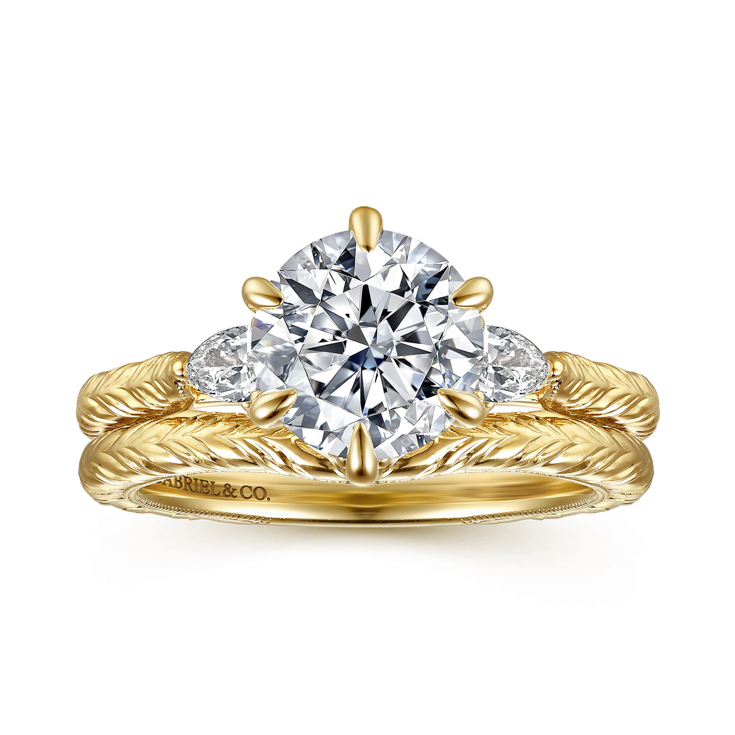 Vintage Inspired Matching Wedding Band in 14K Yellow Gold, photograph 4