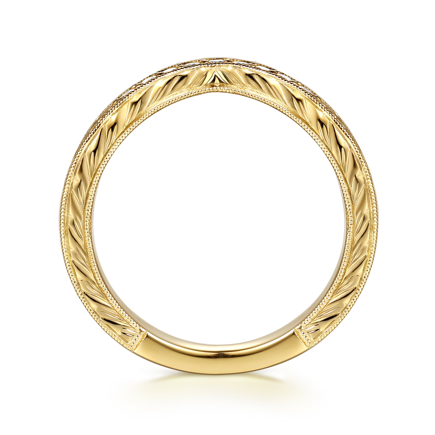 Vintage Inspired Diamond Matching Wedding Band in 14K Yellow Gold, photograph 2