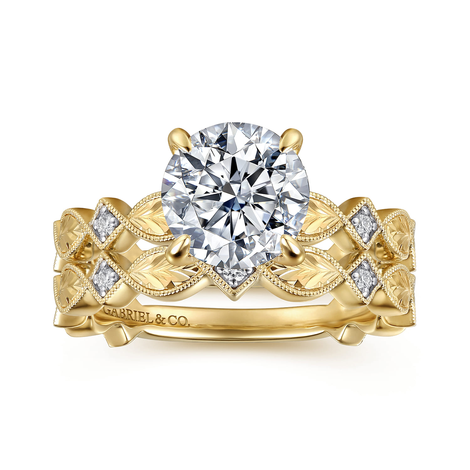 Vintage Inspired Matching Wedding Band in 14K Yellow Gold, photograph 4