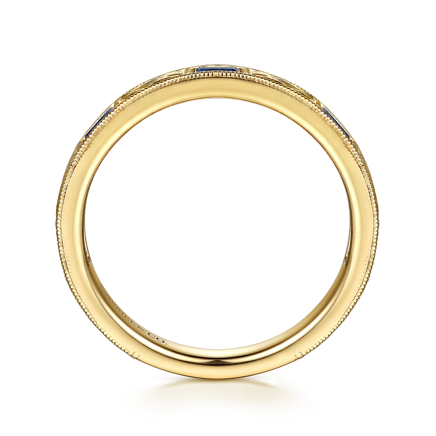Vintage Inspired Sapphire Matching Wedding Band in 14K Yellow Gold, photograph 2
