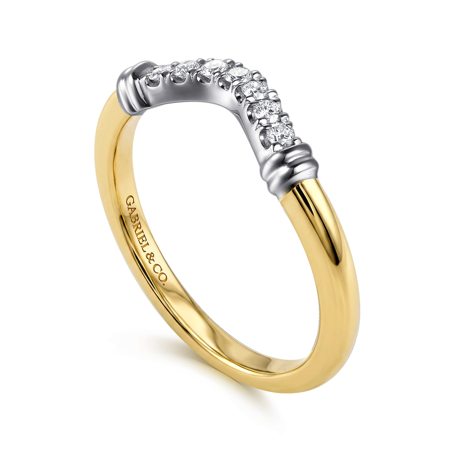 Diamond Matching Wedding Band in 14K White/Yellow Gold, photograph 3