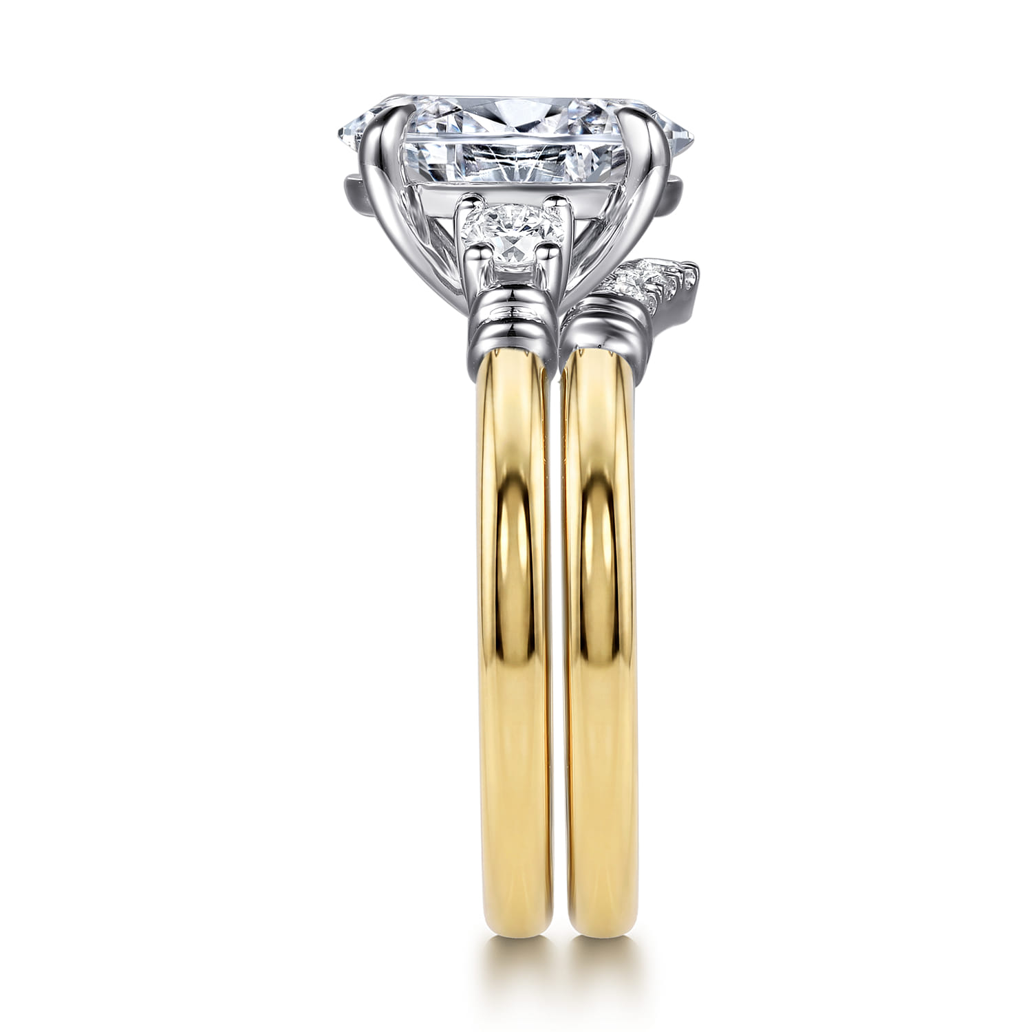 Diamond Matching Wedding Band in 14K White/Yellow Gold, photograph 5