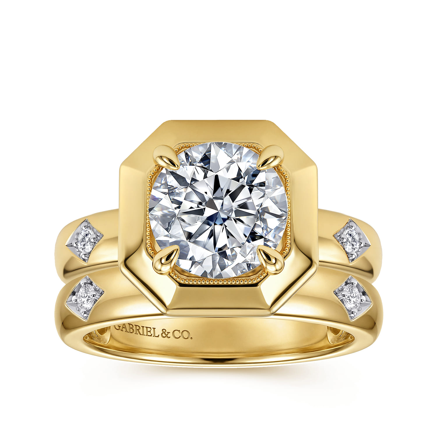 Diamond Matching Wedding Band in 14K Yellow Gold, photograph 4