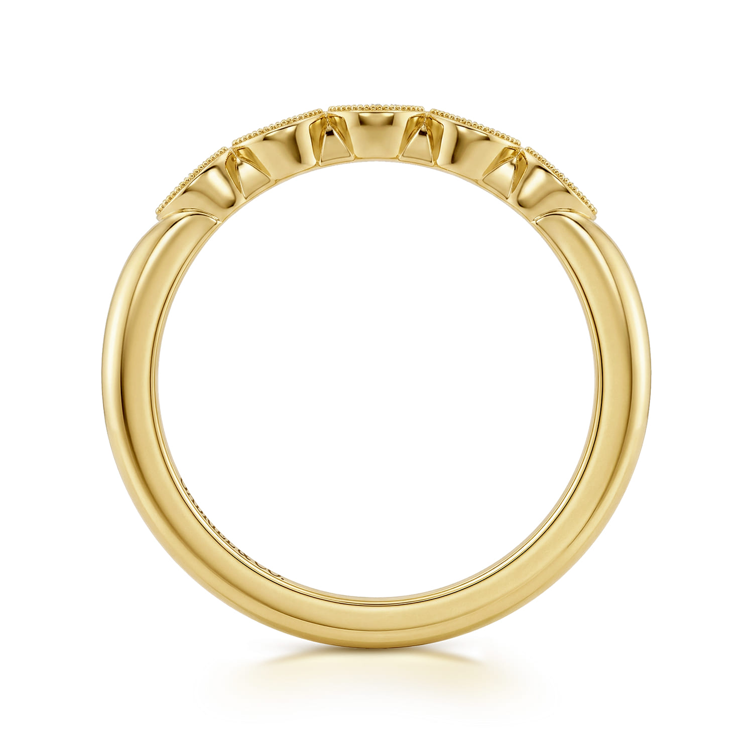 Vintage Inspired Diamond Matching Wedding Band in 14K Yellow Gold, photograph 2